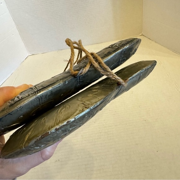 Vintage Set of 2 Stamped Metal Love & Hope Heart Pendants Primitive Décor - Picture 14 of 16